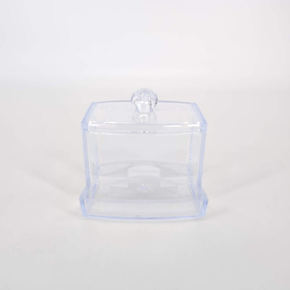 Clear Transparent See Through Acrylic Cotton Swab Dispenser Q Tip Storage Box